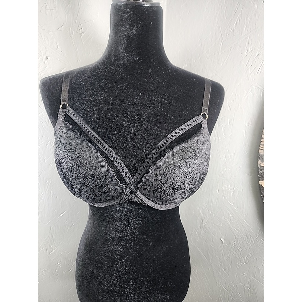 Victoria Secret Pushup Bra Black Laced Size 34D